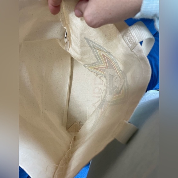 New Natural Cotton Shopping Tote Bag GOOD VIBES Mr Rodger’s Colorful - Picture 4 of 8